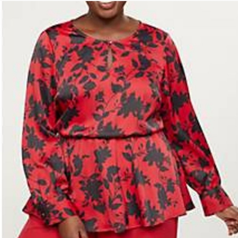 NWT Lane Bryant Floral Keyhole Blouse Plus NWT